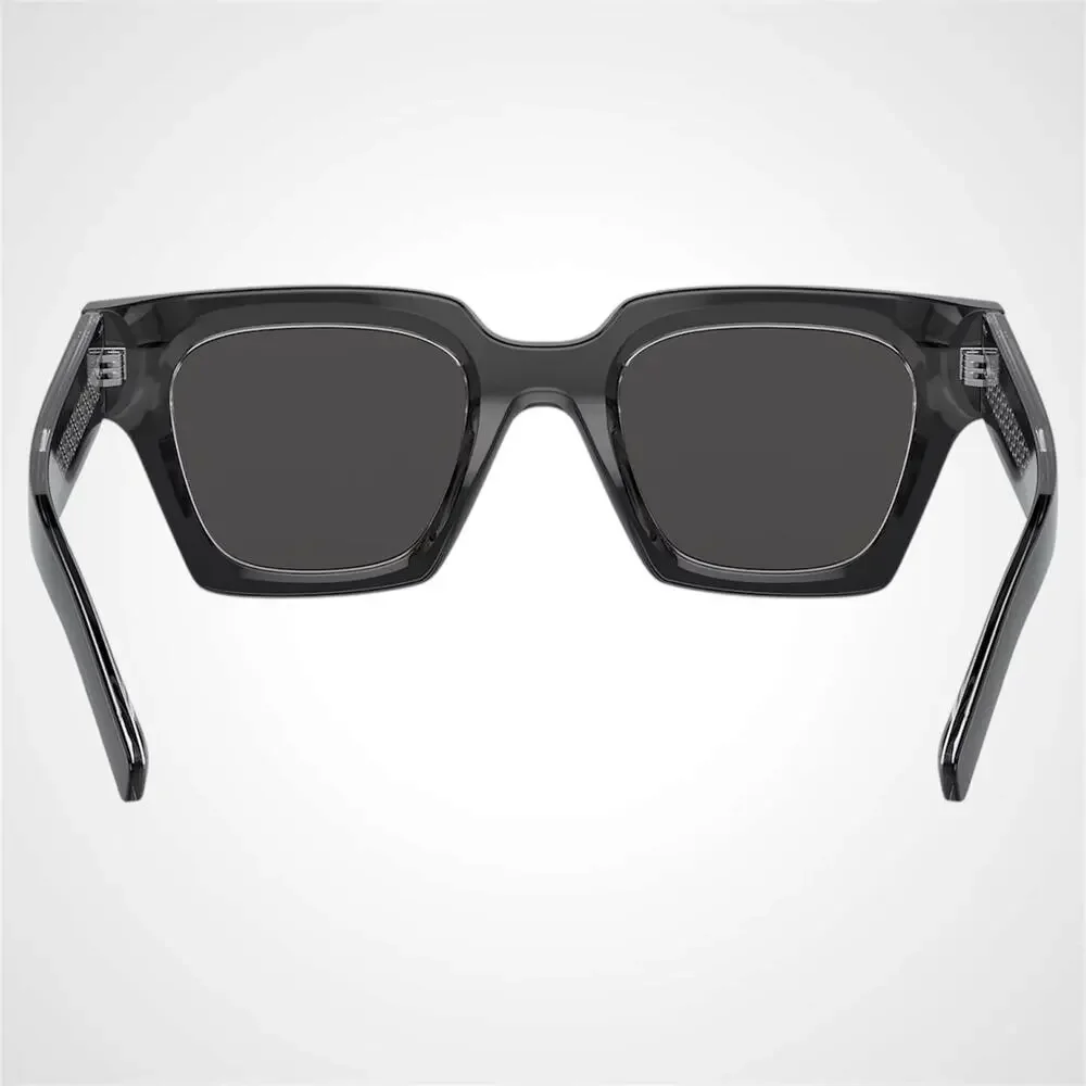 New Dolce & Gabbana Sunglasses Black Crystal Acetate Square Gray Lens